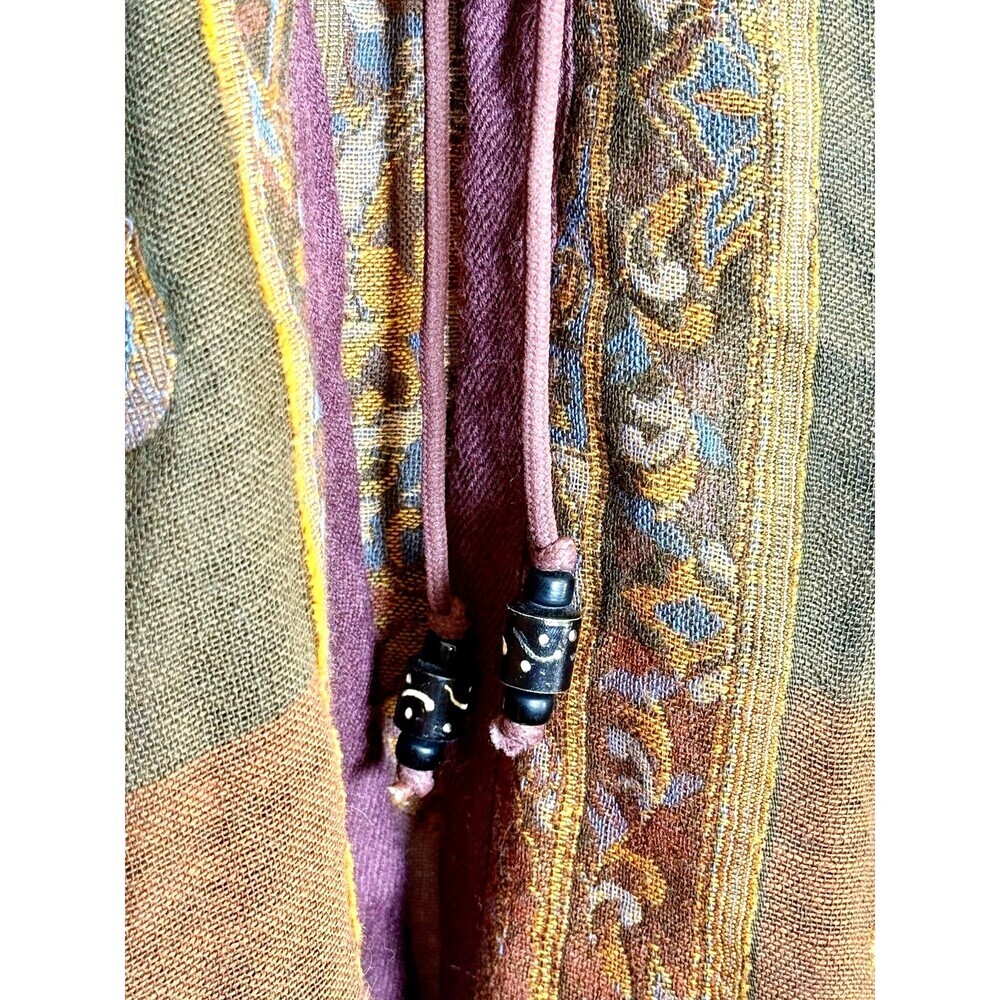 Soft Surroundings 100% Wool Open Kimono Cardigan Paisley Boho One Size Topper - Picture 6 of 10